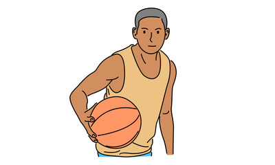 line art color of basketball player vector illustration