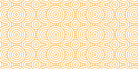 Fototapeta premium Modern diamond geometric waves spiral pattern and abstract circle wave lines. brown seamless tile stripe geomatics overlapping create retro square line backdrop pattern background. Overlapping Pattern