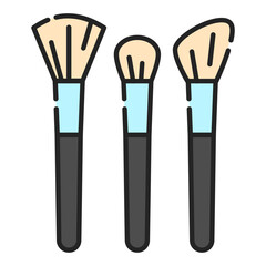 Makeup brushes line icon vector isolated. Pictogram of brushes for cosmetic. Concept of beauty and fashion. Make-up accessory.