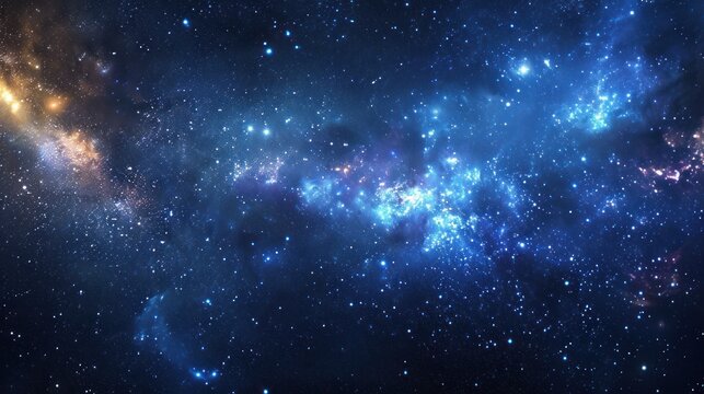  a space filled with lots of stars and a bright blue and yellow star in the center of the picture is the center of the image.