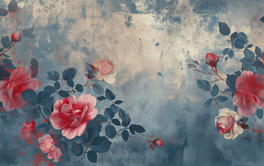 Textured vintage shabby floral paper background
