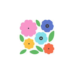 Flowers petals and leaves flat icon