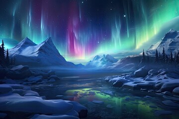 Abstract northern lights or aurora borealis generative ai
