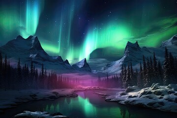 Abstract northern lights or aurora borealis generative ai