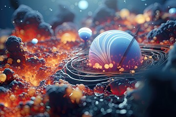 A microscopic view of a surreal technicolor world generative ai