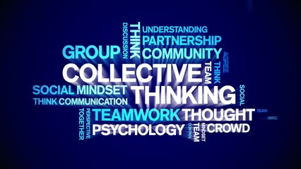 Collective Thinking animated tag word cloud;text design animation kinetic typography seamless loop.