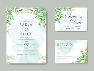 greenery eucalyptus watercolor wedding invitation card set