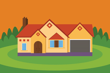 Naklejka premium vector Set of simple house blocks brown orange yellow purple