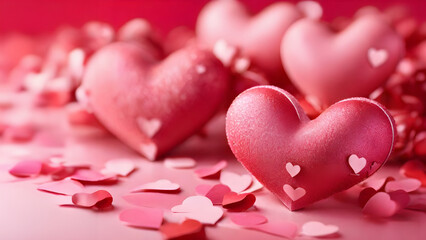 Obraz premium Red-pink heart-shaped background expresses love and love greeting card.