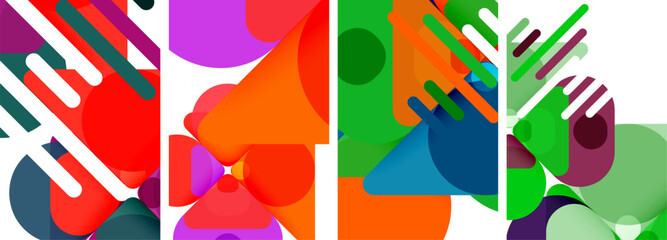 Colorful bright geometric abstract compositions for wallpaper, business card, cover, poster, banner, brochure, header, website