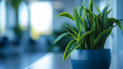 Office Plantscape, Showcase a variety of indoor plants strategically placed around the office, background image, generative AI
