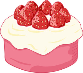 Pink cake with strawberries SVG delightful aesthetics, Sweet dessert by colorful vibrant