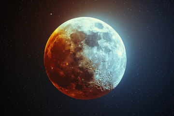 Lunar Eclipse Phenomenon Over Starry Sky