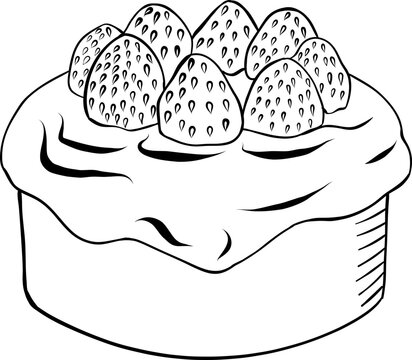 recommend clip art: Cake with strawberries SVG line art vector SVG