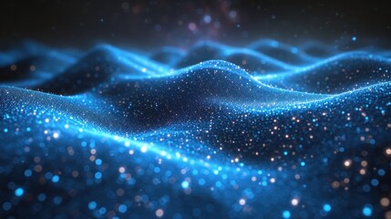  a computer generated image of a wave in the night sky with stars in the foreground and a blurry image of a wave in the background.