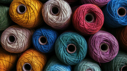 Spools of colorful string.