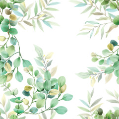 greenery eucalyptus watercolor seamless pattern