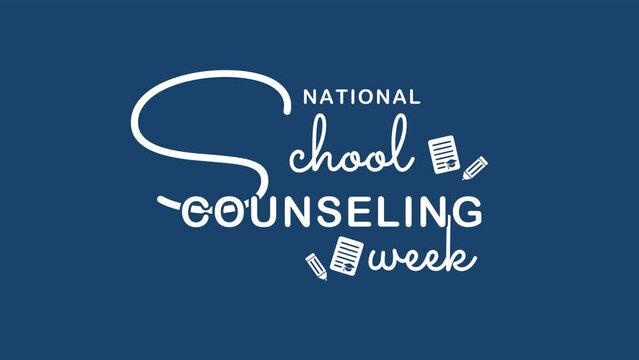 National School Counseling Week Text Animation. Great for School Counseling Week Celebrations, lettering with transparent background, for banner, social media feed wallpaper stories
