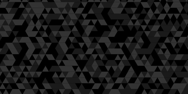 Abstract Black and gray square triangle tiles pattern mosaic background. Modern seamless geometric dark black pattern low polygon and lines Geometric print composed of triangles.