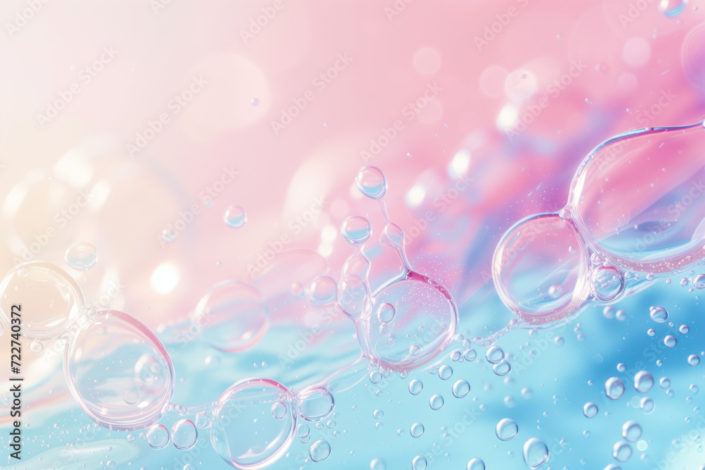 Poster Abstract background with soap bubbles and water droplets. Soft colors. Background image. Created with Generative AI technology