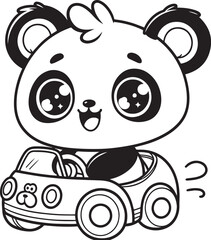 cartoon panda car coloring page