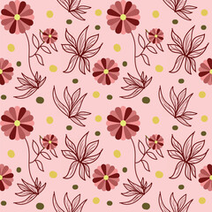 Fototapeta na wymiar Seamless pattern with many flowers.