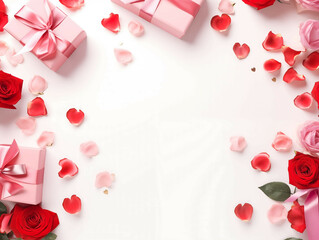 valentine fame with roses and hearts