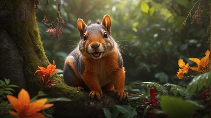 Fototapeta premium squirrel in the forest