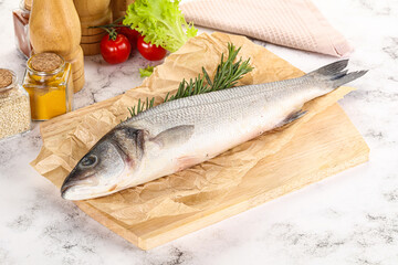 Raw seabass fish for cooking