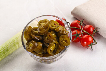 Sliced canned jalapeno pepper