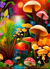 mushrooms in the forest