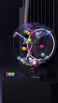 Lottery Draw 3d animation on Black plain background. Lotto draw video with Colorful balls.