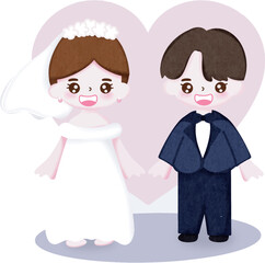 Vector illustration of a couple wearing wedding dresses Vector illustration