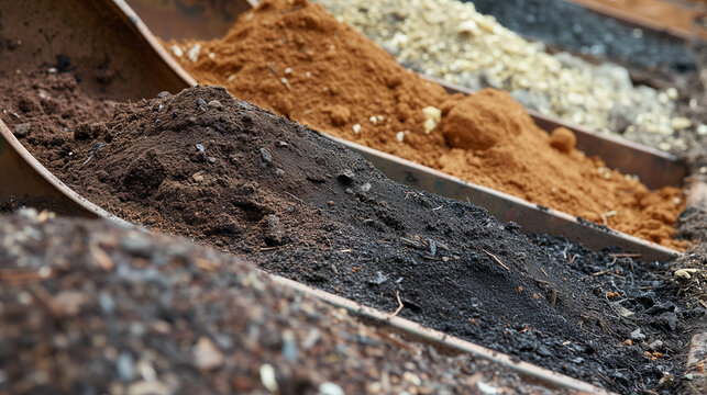 Different soil types lined up for comparison.