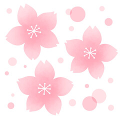 桜の花と花びらのセットとふわふわ丸