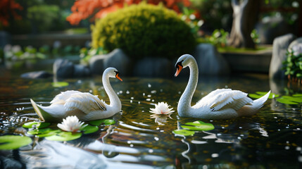 swans on the pond