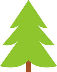 Flat trees set, pines, spruces, conifers and deciduous trees. Forest green tree nature plant isolated vector illustration