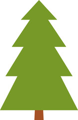 Flat trees set, pines, spruces, conifers and deciduous trees. Forest green tree nature plant isolated vector illustration