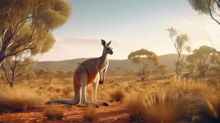 Tuinposter kangaroo in the desert © ArtProduction