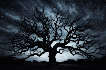 A mesmerizing photograph reveals the intricate dance of naturalistic shadows cast by numerous branches of a tree. Generative AI