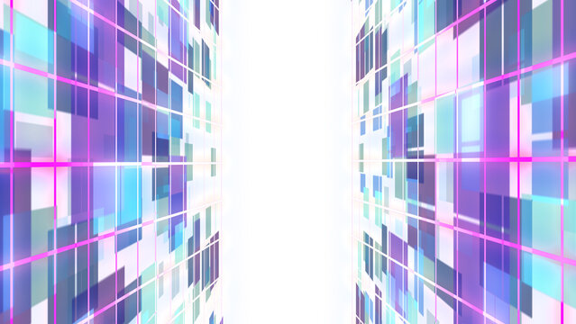 Digital technology data cyber surface grid glowing neon light