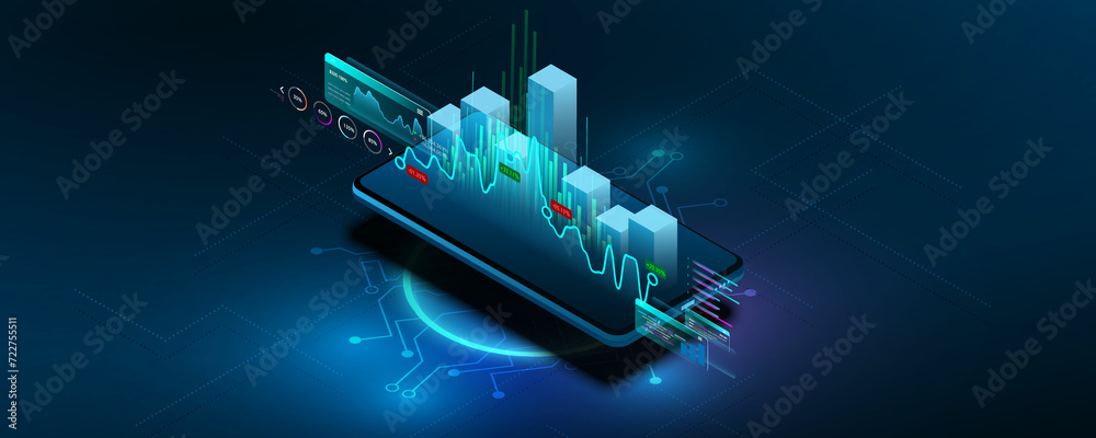 Canvas Prints technology background picture of data analysis financial investment graph of the stock market on a s