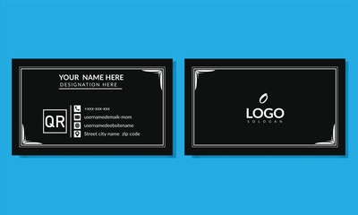 Simple And Clean Business & Visiting  Card Template, Double Sided Abstract Business Card With Vector Illustration. white and black Colour