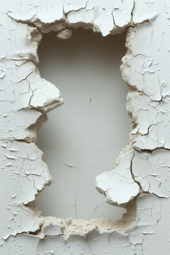 Trou dans le mur sur fond blanc