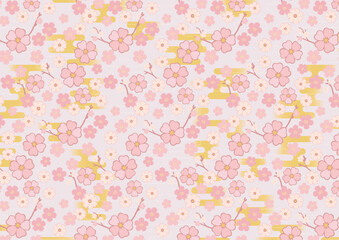 Fototapeta na wymiar 桜のシームレスパターンテクスチャ／春の季節／ベクター