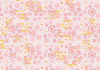 Fototapeta na wymiar 桜のシームレスパターンテクスチャ／春の季節／ベクター