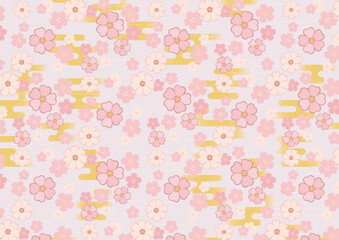 桜のシームレスパターンテクスチャ／春の季節／ベクター