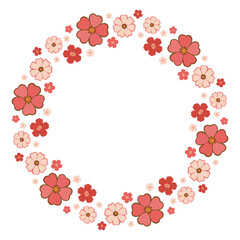 桜のベクター丸フレーム／春の季節