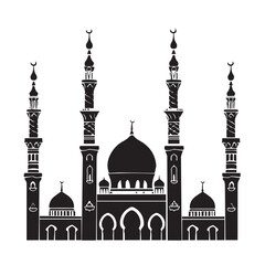 Lasecut Elegance Black and White Mosque Design for Ramadan Generative Ai