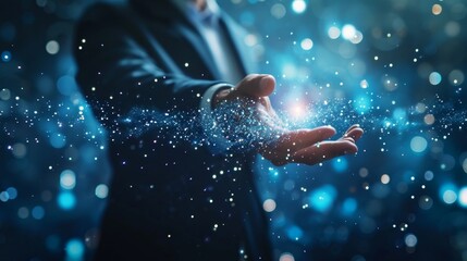 Man conjuring magical sparks, concept of magic, power, and mystery